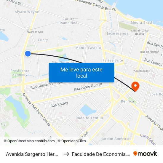 Avenida Sargento Hermínio Sampaio | Assaí - Presidente Kennedy to Faculdade De Economia, Administração, Atuária, Contabilidade Da Ufc map