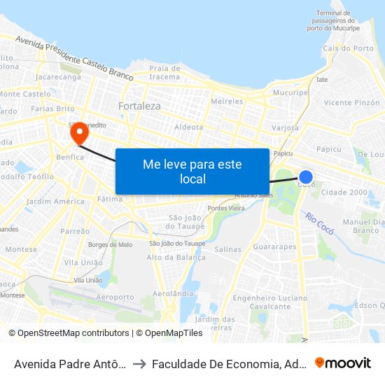 Avenida Padre Antônio Tomás | Unichristus - Cocó to Faculdade De Economia, Administração, Atuária, Contabilidade Da Ufc map