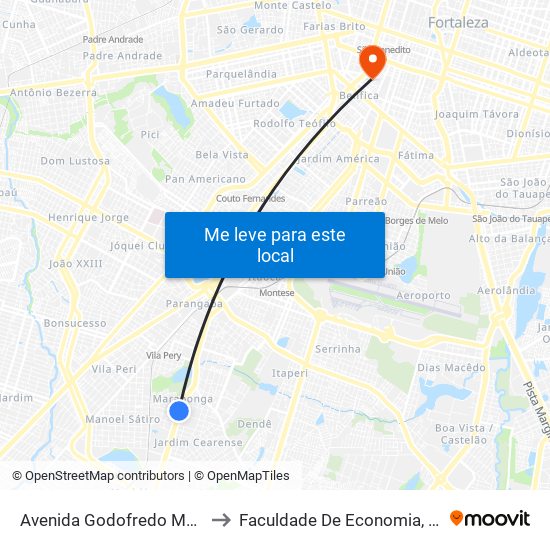 Avenida Godofredo Maciel | Shopping Maraponga - Maraponga to Faculdade De Economia, Administração, Atuária, Contabilidade Da Ufc map
