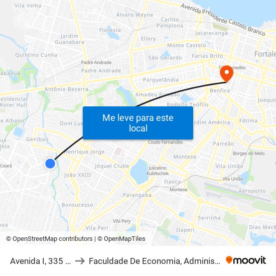 Avenida I, 335 - Conjunto Ceará I to Faculdade De Economia, Administração, Atuária, Contabilidade Da Ufc map