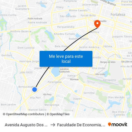 Avenida Augusto Dos Anjos | Colégio Jim Wilson - Bonsucesso to Faculdade De Economia, Administração, Atuária, Contabilidade Da Ufc map