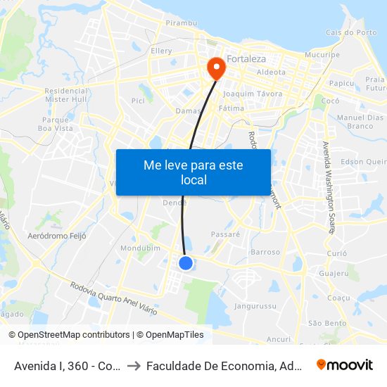 Avenida I, 360 - Conjunto Prefeito José Walter to Faculdade De Economia, Administração, Atuária, Contabilidade Da Ufc map