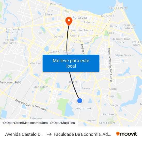 Avenida Castelo De Castro | Upa - Jangurussu to Faculdade De Economia, Administração, Atuária, Contabilidade Da Ufc map