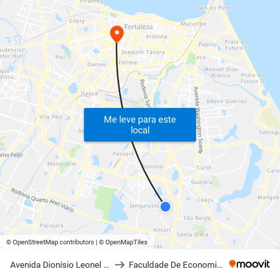 Avenida Dionísio Leonel Alencar | Residencial São Francisco - Jangurussu to Faculdade De Economia, Administração, Atuária, Contabilidade Da Ufc map