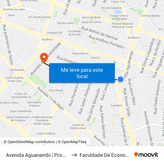 Avenida Aguanambi | Promotoria De Justiça Cíveis E Especializadas - José Bonifácio to Faculdade De Economia, Administração, Atuária, Contabilidade Da Ufc map