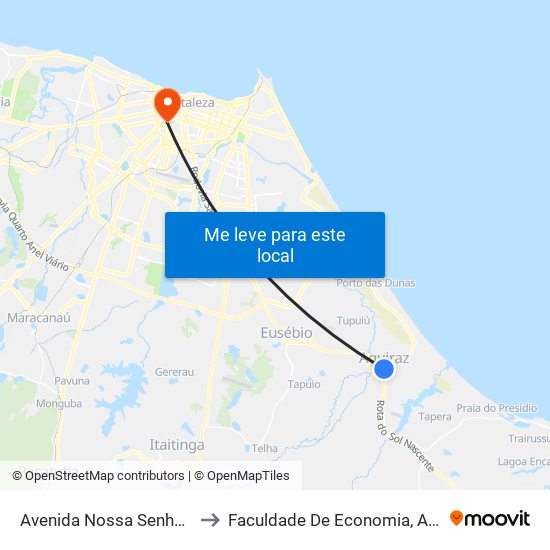 Avenida Nossa Senhora Lourdes | Capela Gruta - Aquiraz to Faculdade De Economia, Administração, Atuária, Contabilidade Da Ufc map