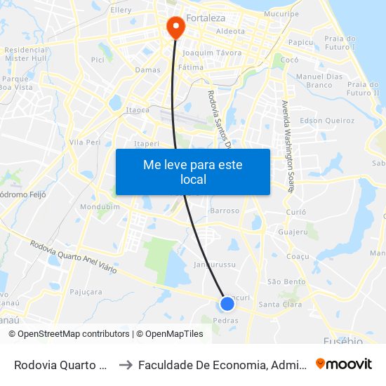 Rodovia Quarto Anel Viário | Dag - Ancuri to Faculdade De Economia, Administração, Atuária, Contabilidade Da Ufc map