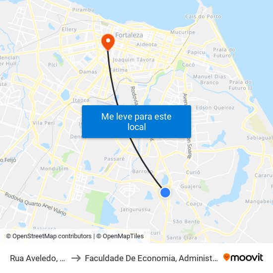 Rua Aveledo, 396 - Messejana to Faculdade De Economia, Administração, Atuária, Contabilidade Da Ufc map