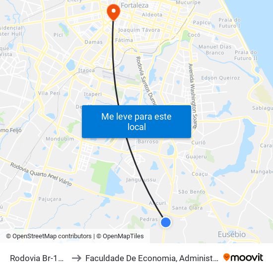 Rodovia Br-116, S/N - Paupina to Faculdade De Economia, Administração, Atuária, Contabilidade Da Ufc map