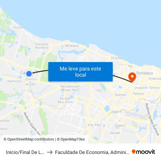 Início/Final De Linha (102) - Malvinas to Faculdade De Economia, Administração, Atuária, Contabilidade Da Ufc map