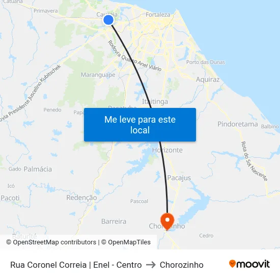 Rua Coronel Correia | Enel - Centro to Chorozinho map