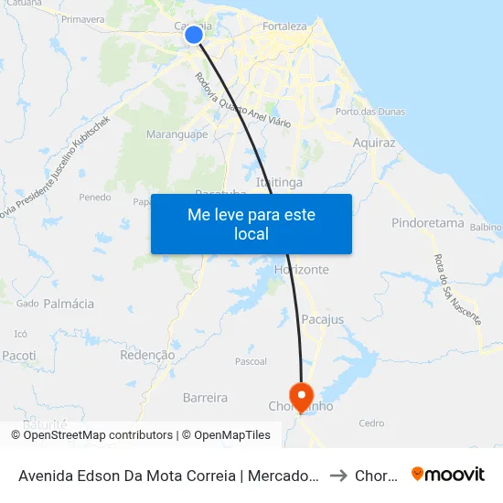 Avenida Edson Da Mota Correia | Mercado Público De Caucaia - Centro to Chorozinho map