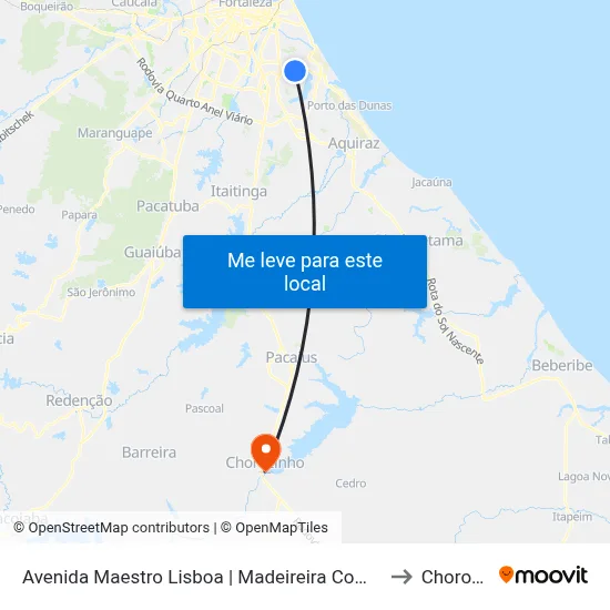 Avenida Maestro Lisboa | Madeireira Compasso - Sapiranga to Chorozinho map