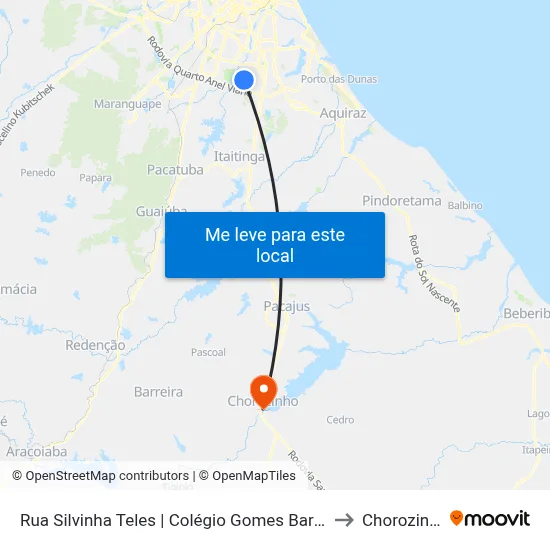 Rua Silvinha Teles | Colégio Gomes Barbosa to Chorozinho map