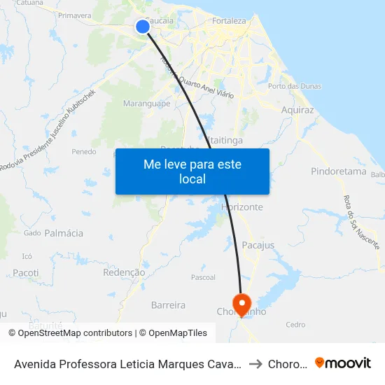 Avenida Professora Leticia Marques Cavalcante, 1326 - Capuan to Chorozinho map