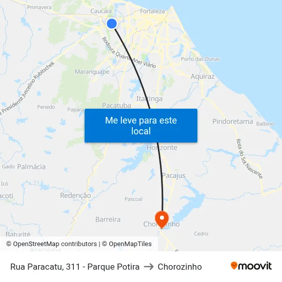Rua Paracatu, 311 - Parque Potira to Chorozinho map