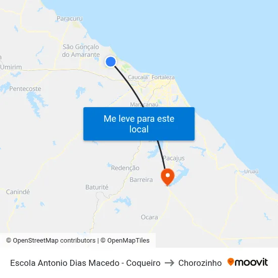 Escola Antonio Dias Macedo - Coqueiro to Chorozinho map