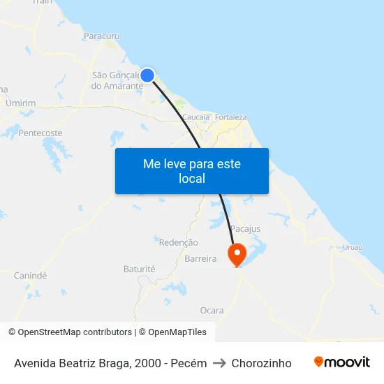 Avenida Beatriz Braga, 2000 - Pecém to Chorozinho map