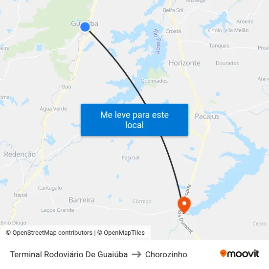 Terminal Rodoviário De Guaiúba to Chorozinho map