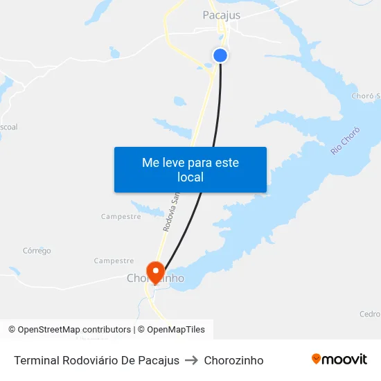 Terminal Rodoviário De Pacajus to Chorozinho map