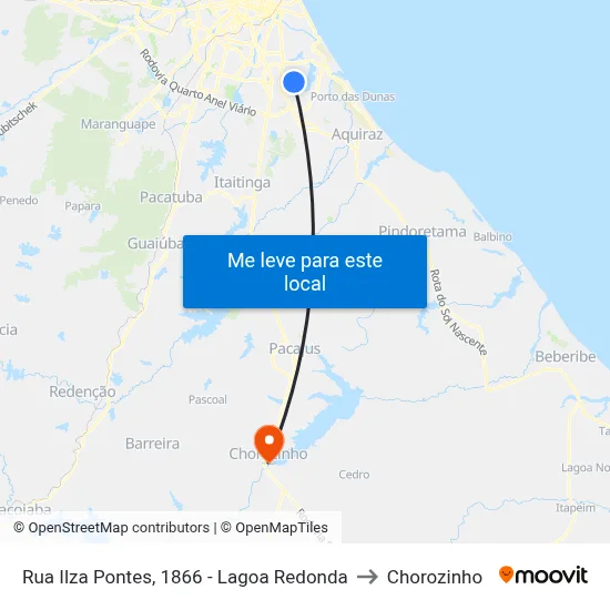 Rua Ilza Pontes, 1866 - Lagoa Redonda to Chorozinho map