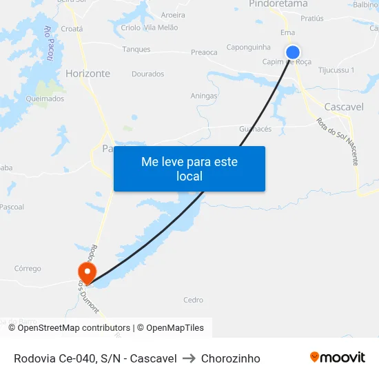 Rodovia Ce-040, S/N - Cascavel to Chorozinho map