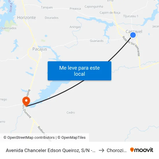 Avenida Chanceler Edson Queiroz, S/N - Cascavel to Chorozinho map