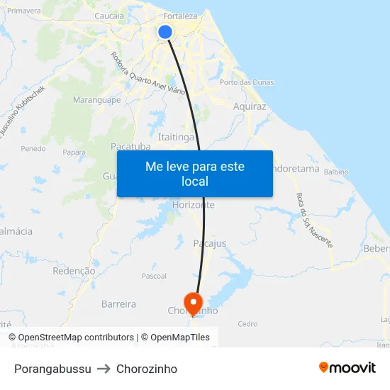 Porangabussu to Chorozinho map