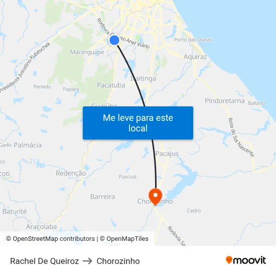 Rachel De Queiroz to Chorozinho map