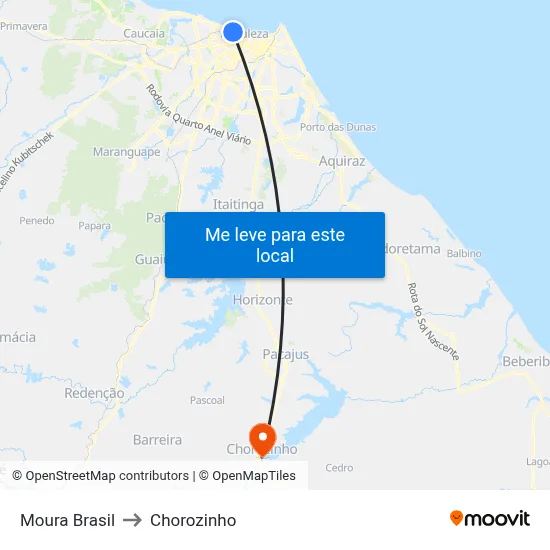 Moura Brasil to Chorozinho map
