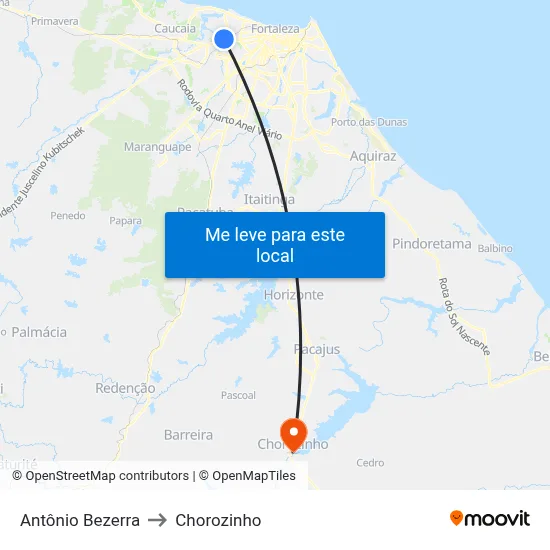 Antônio Bezerra to Chorozinho map