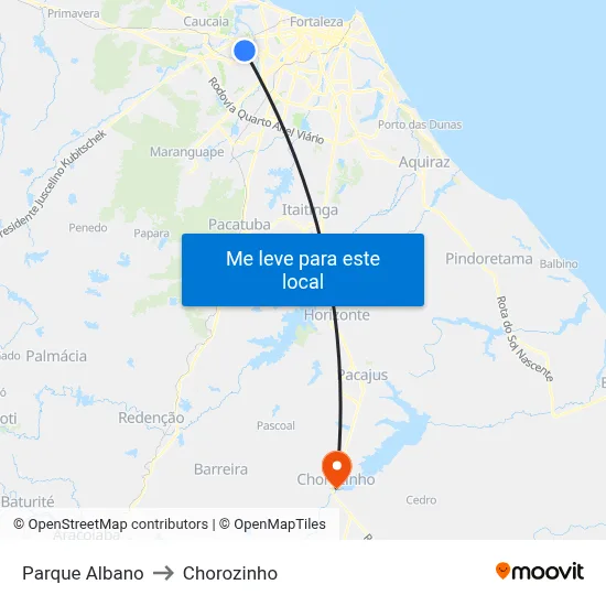 Parque Albano to Chorozinho map