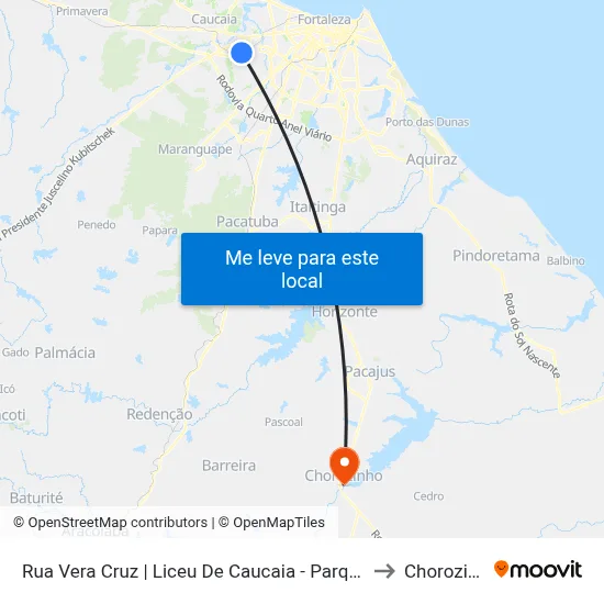 Rua Vera Cruz | Liceu De Caucaia - Parque Potira to Chorozinho map