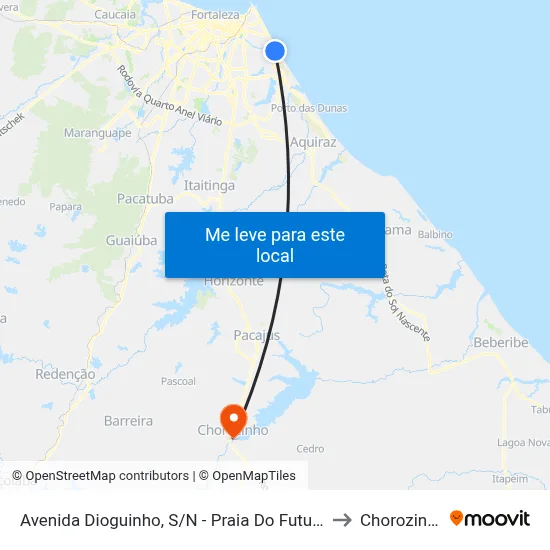 Avenida Dioguinho, S/N - Praia Do Futuro II to Chorozinho map