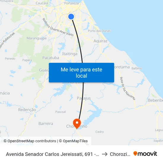 Avenida Senador Carlos Jereissati, 691 - Aeroporto to Chorozinho map