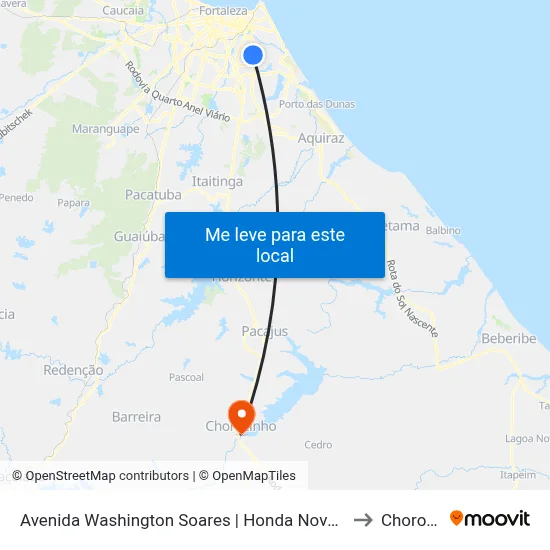 Avenida Washington Soares | Honda Novaluz - Edson Queiroz to Chorozinho map