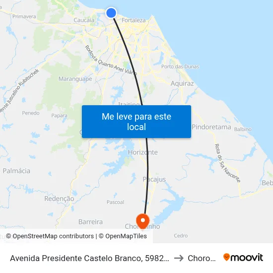 Avenida Presidente Castelo Branco, 5982 - Barra Do Ceará to Chorozinho map