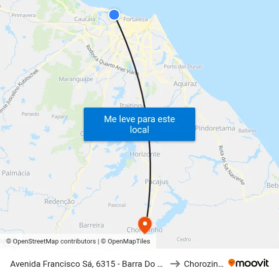 Avenida Francisco Sá, 6315 - Barra Do Ceará to Chorozinho map