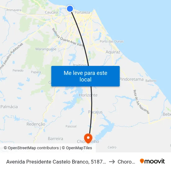 Avenida Presidente Castelo Branco, 5187 - Barra Do Ceará to Chorozinho map
