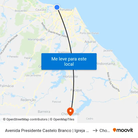 Avenida Presidente Castelo Branco | Igreja Nossa Senhora Aparecida - Cristo Redentor to Chorozinho map