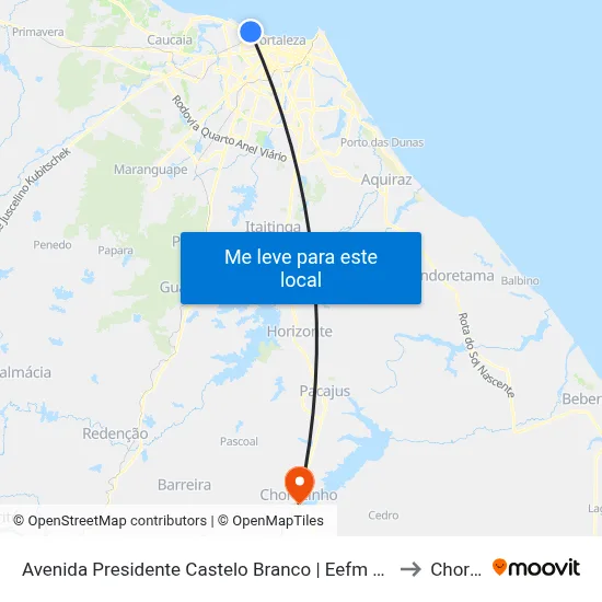 Avenida Presidente Castelo Branco | Eefm Governador Flávio Marcílio - Pirambu to Chorozinho map