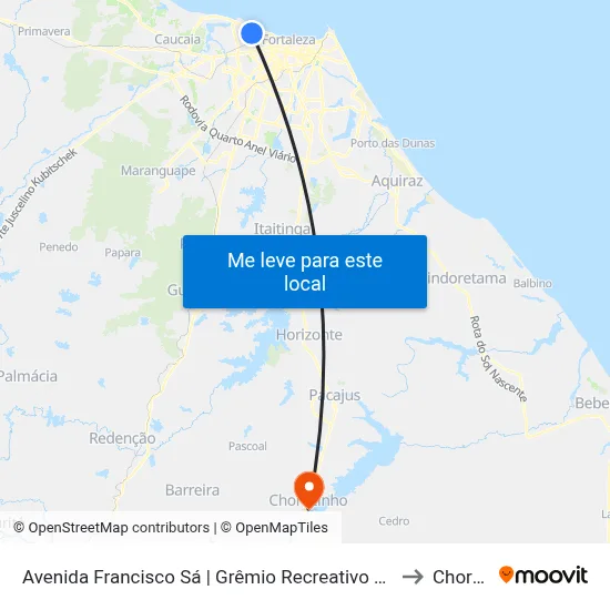 Avenida Francisco Sá | Grêmio Recreativo Dos Ferroviários - Álvaro Weyne to Chorozinho map