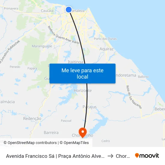 Avenida Francisco Sá | Praça Antônio Alves Linhares - Álvaro Weyne to Chorozinho map