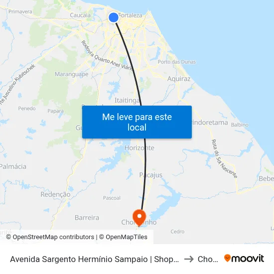 Avenida Sargento Hermínio Sampaio | Shopping Riomar Kennedy - Presidente Kennedy to Chorozinho map