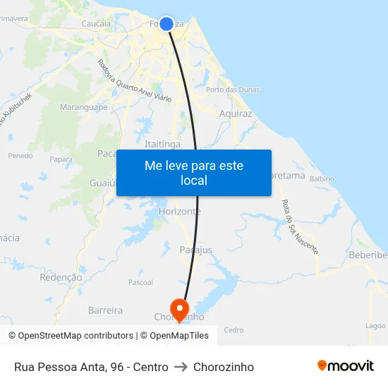Rua Pessoa Anta, 96 - Centro to Chorozinho map