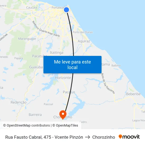 Rua Fausto Cabral, 475 - Vcente Pinzón to Chorozinho map