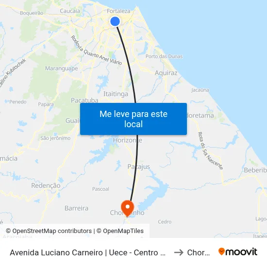 Avenida Luciano Carneiro | Uece - Centro De Humanidades - Fátima to Chorozinho map