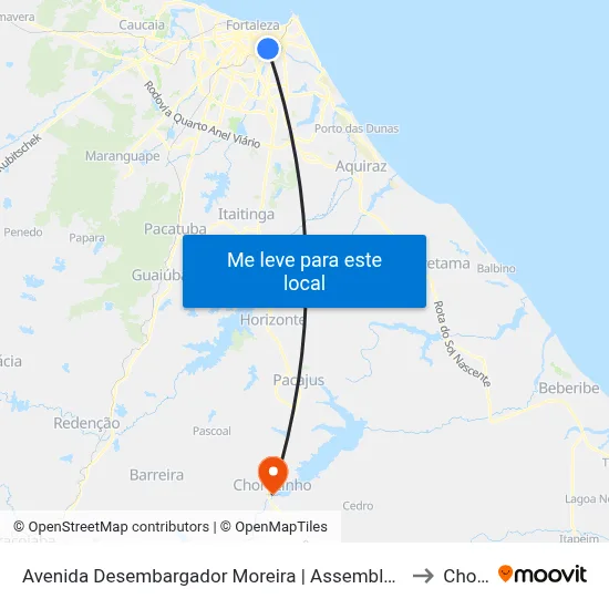 Avenida Desembargador Moreira | Assembleia Legislativa Do Estado Do Ceará - Dionísio Torres to Chorozinho map
