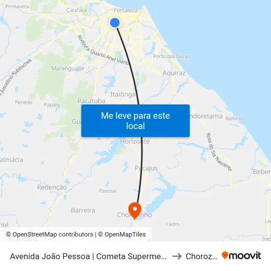 Avenida João Pessoa | Cometa Supermercados - Damas to Chorozinho map