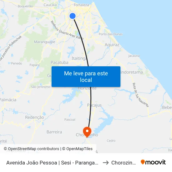 Avenida João Pessoa | Sesi - Parangaba to Chorozinho map